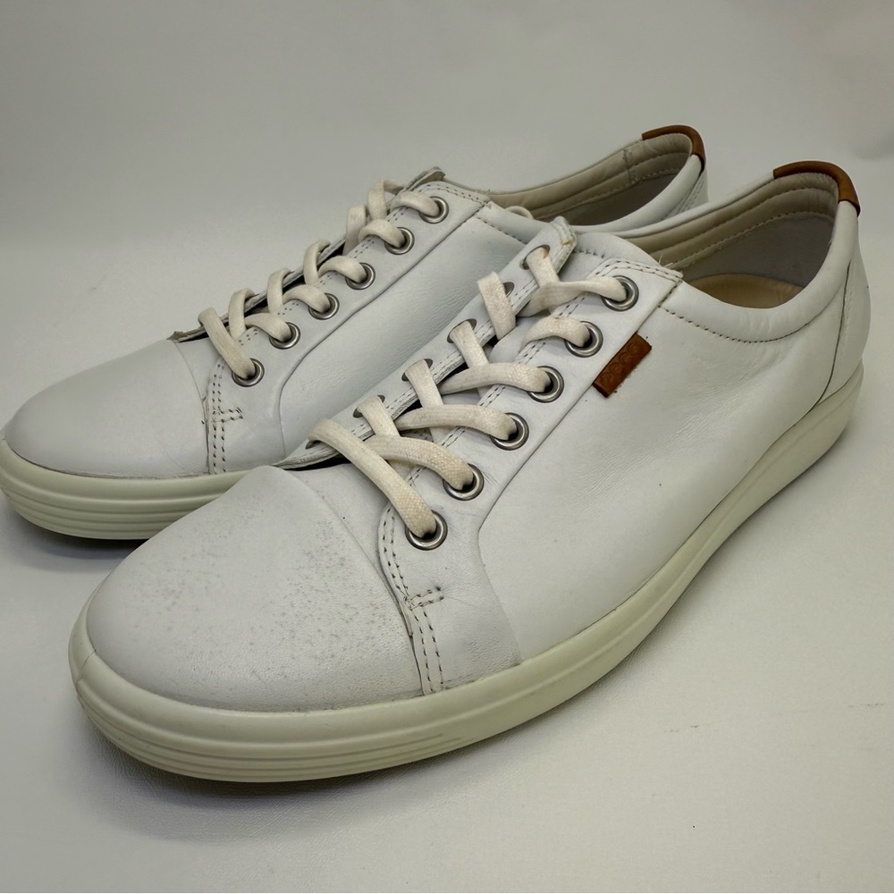 Ecco Sneakers Womens Soft 7 Leather Comfort Casual Lace up Shoe white Size 41
